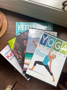 Beginner Workout DVDs and Book (yoga, Zumba, kettlebells)
